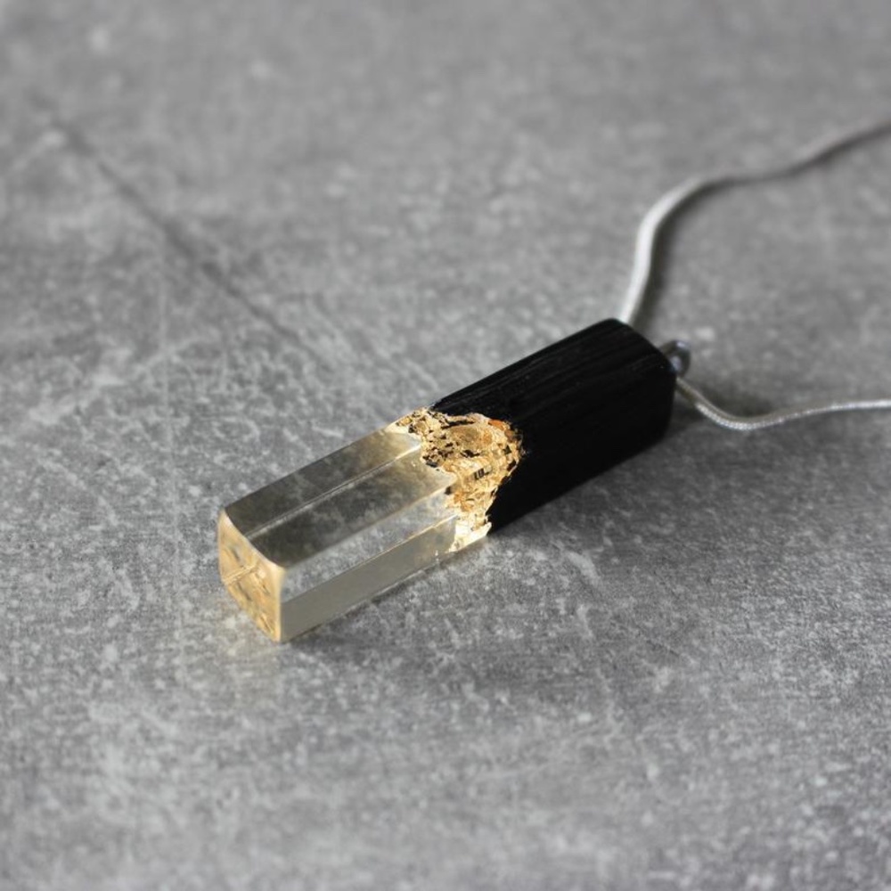 (Set of 2) 24K Gold Wood Pendant